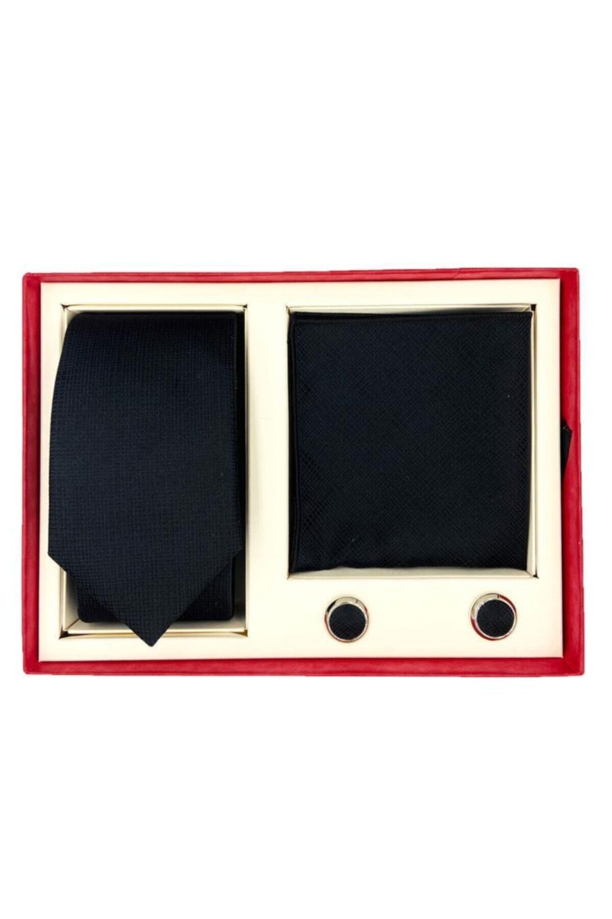  ست کراوات، دستمال جیبی و دکمه سرآستین مردانه در جعبه