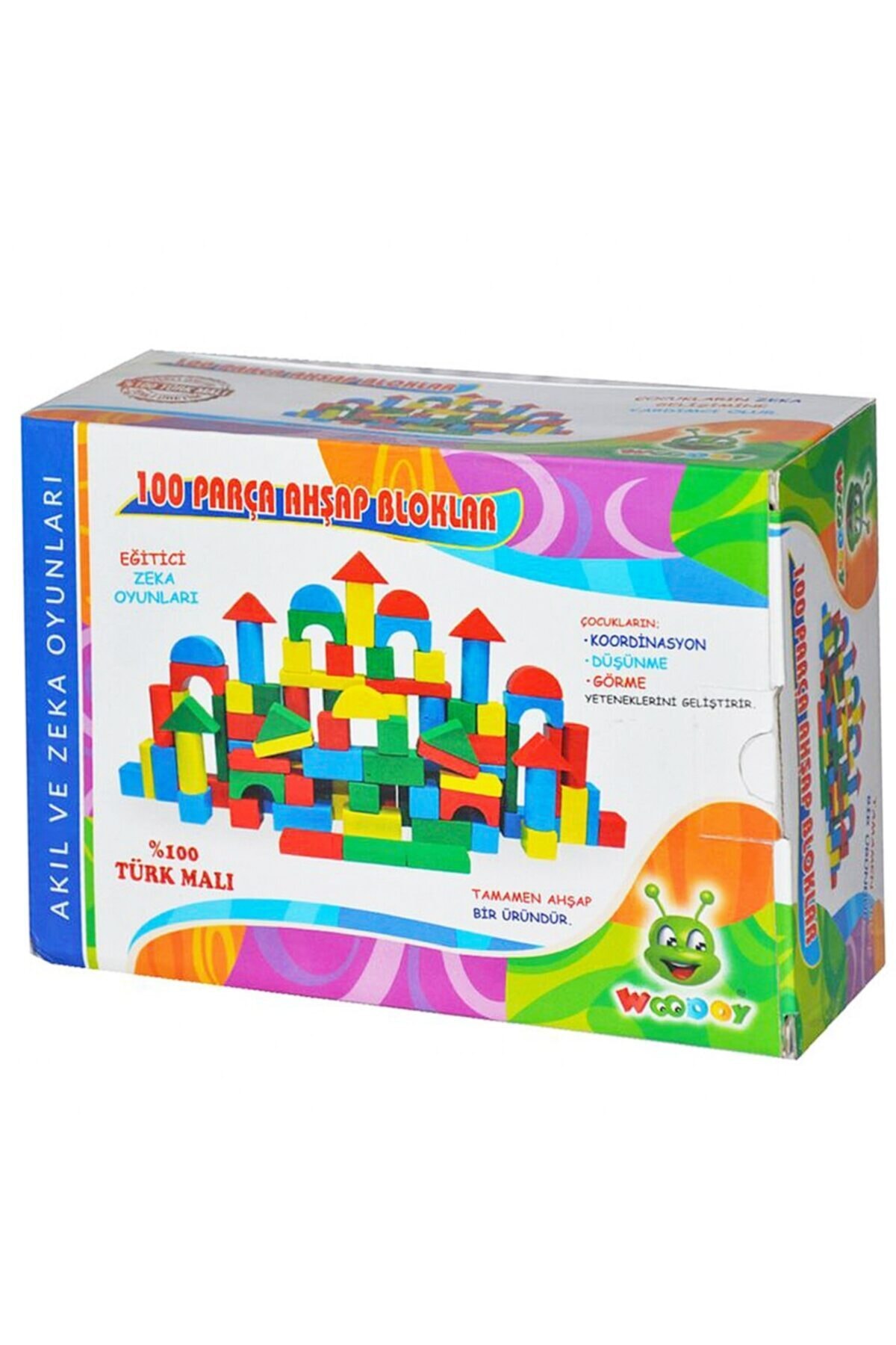 KARSAN Woodoy 100 Parça Renkli Ahşap Bloklar
