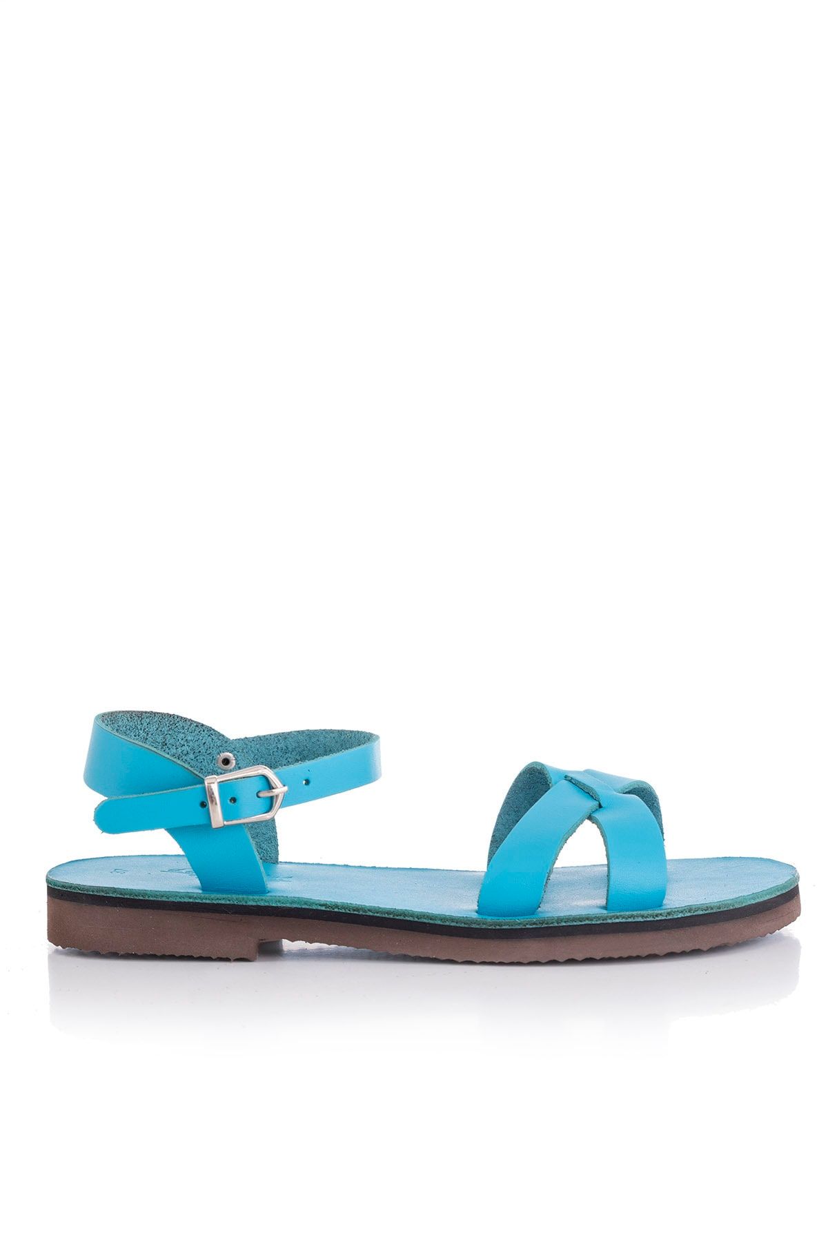 صندل آبی زنانه های چرمی واقعی دست ساز 4003 DaphneSandals