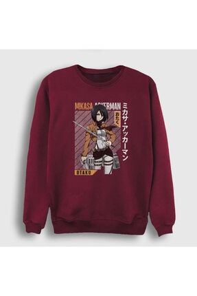 Unisex Bordo Mikasa Fan Anime Attack On Titan Sweatshirt 125352tt