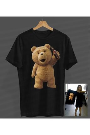 Unisex Kadın-erkek Teddy Ayıcık Özel Tasarım Siyah Yuvarlak Yaka T-shirt S23358045290SİYAHNVM