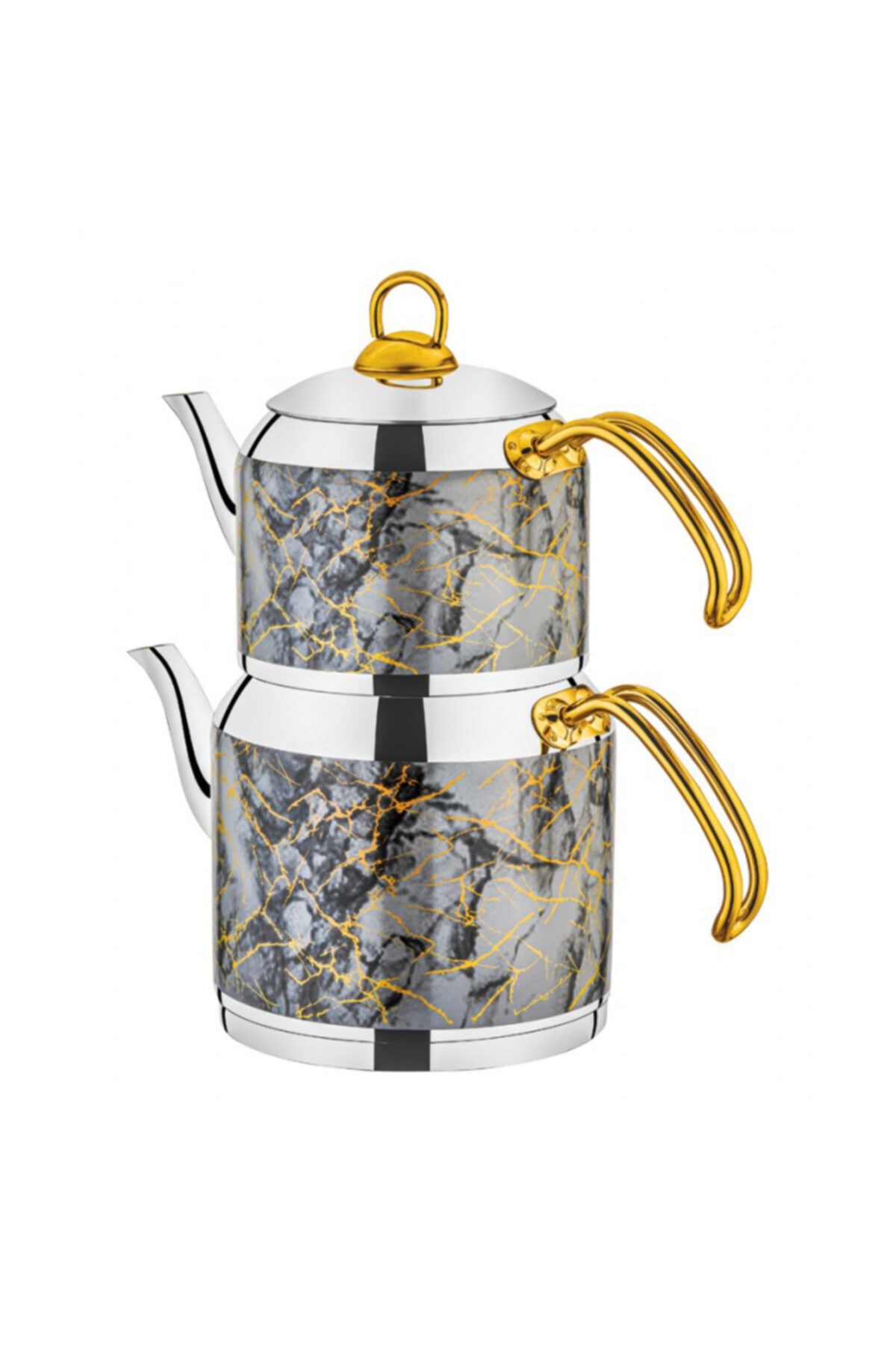 SILA Mermer Desen Gri Çaydanlık Takımı 2 Litre