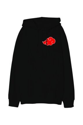 Naruto Akatsuki Logolu Oversized Oversize Unisex Kapüşonlu Sweatshirt TD271144