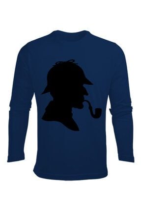 Sherlock Holmes Tasarımlı Uzun Kollu Kıyafet Erkek Uzun Kol Yazlık Tişört TD270867