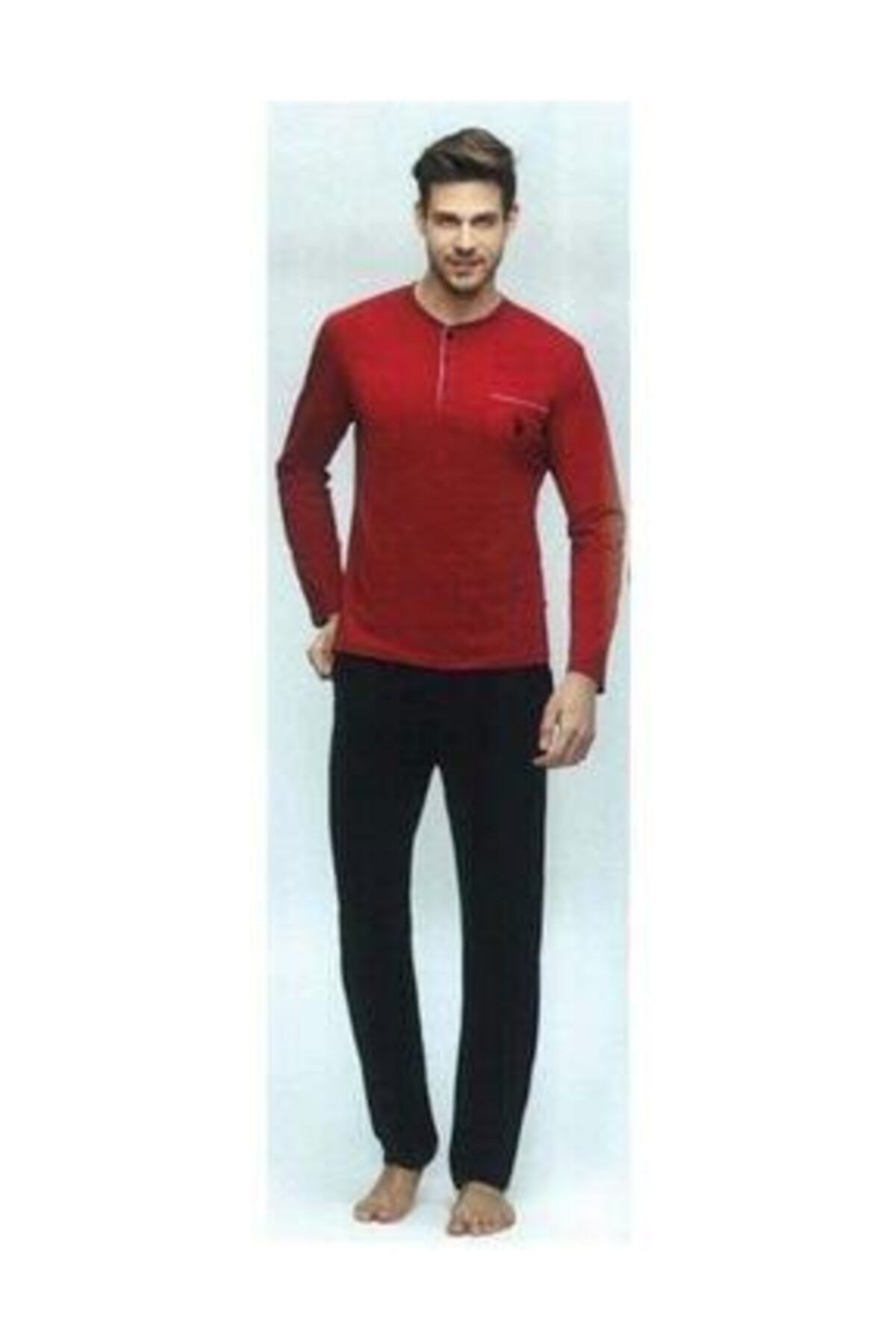 ست پیژامه قرمز مردانه لباس خواب آستین بلند 17384 کلارت U.S. Polo Assn.