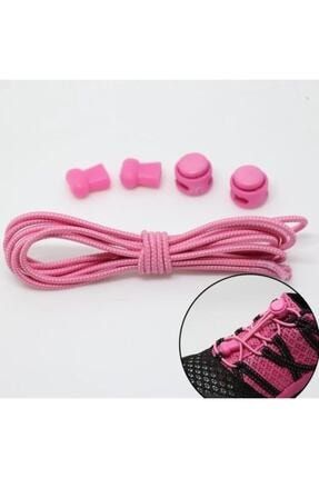 Şeker Pembe Akıllı Kilitli Elastik Ayakkabı Bağcık / Elastic Shoelace Pink On White Dots Round EYSP
