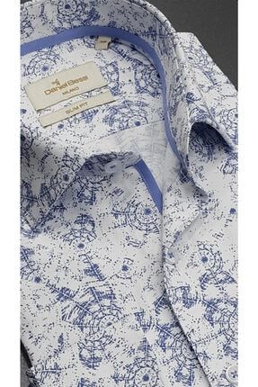Mavi Desenli Slim Fit Uzun Kollu Gömlek 506-0602