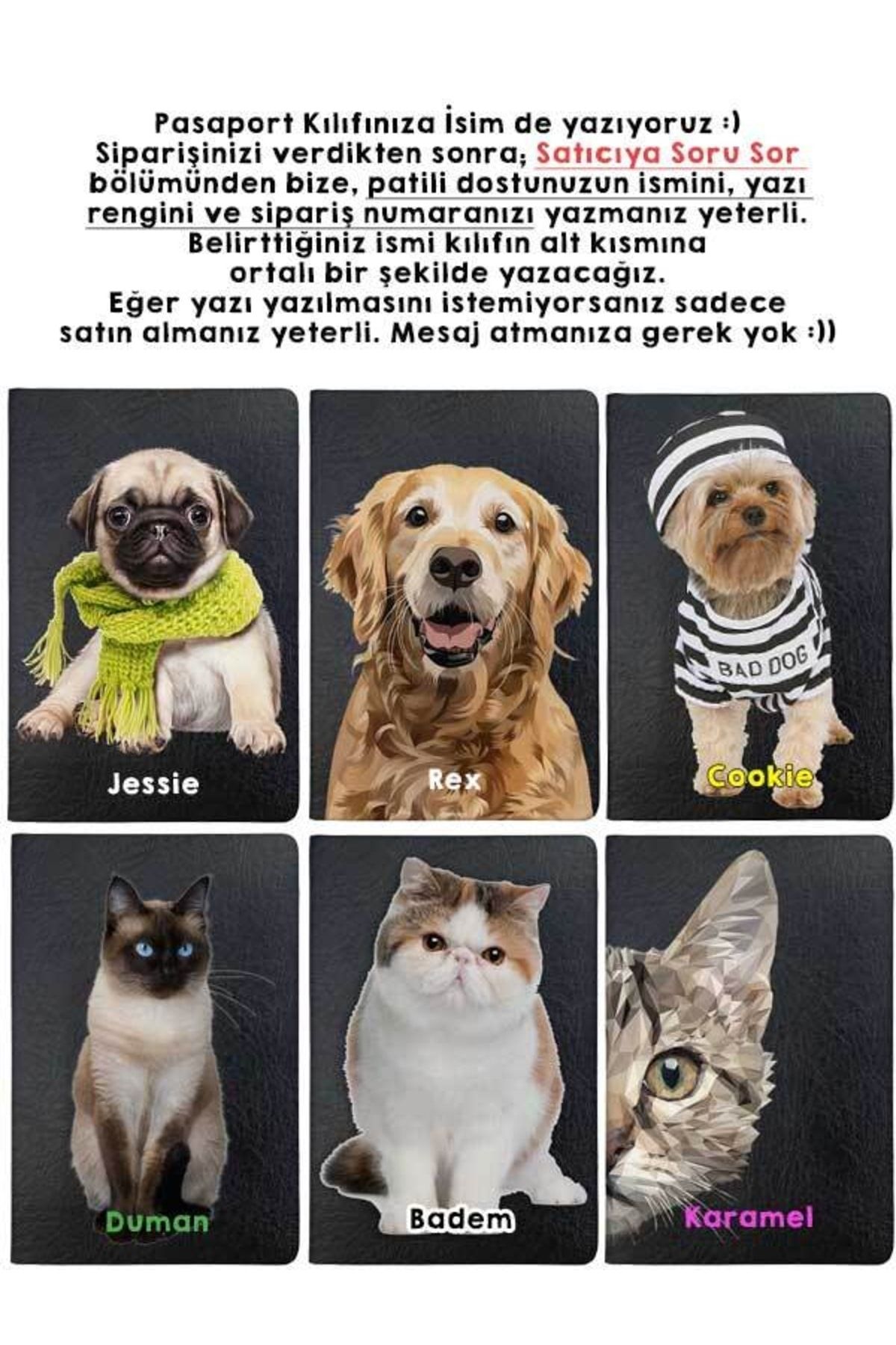 Cekuonline-Pet Cat Dog Passport - Pawed H Pattern and Leather Printed 3