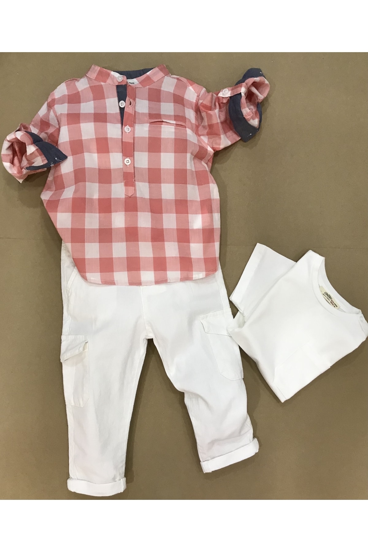 çikoby Erkek Bebek Pembe Kareli Gömlek fotoğrafı 4 (önizleme)