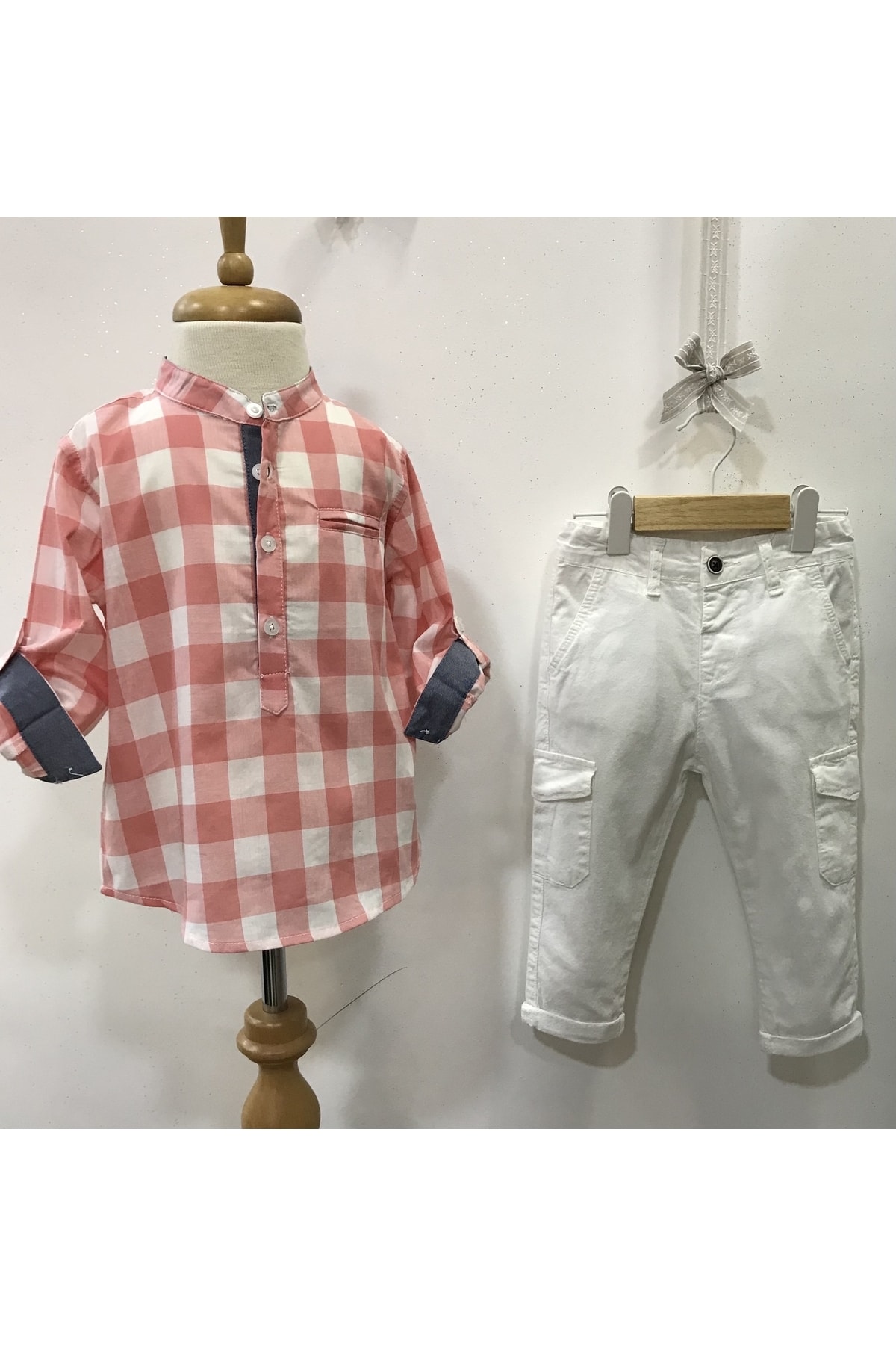 çikoby Erkek Bebek Pembe Kareli Gömlek fotoğrafı 5 (önizleme)