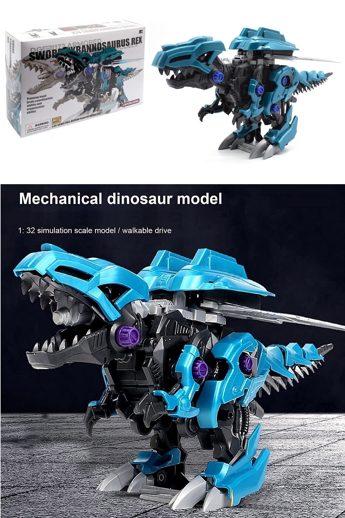Toysberg Pilli Mekanik Yürüyen Sök Tak Dinazor Trex - Eğitici Robot T-rex Dinozor