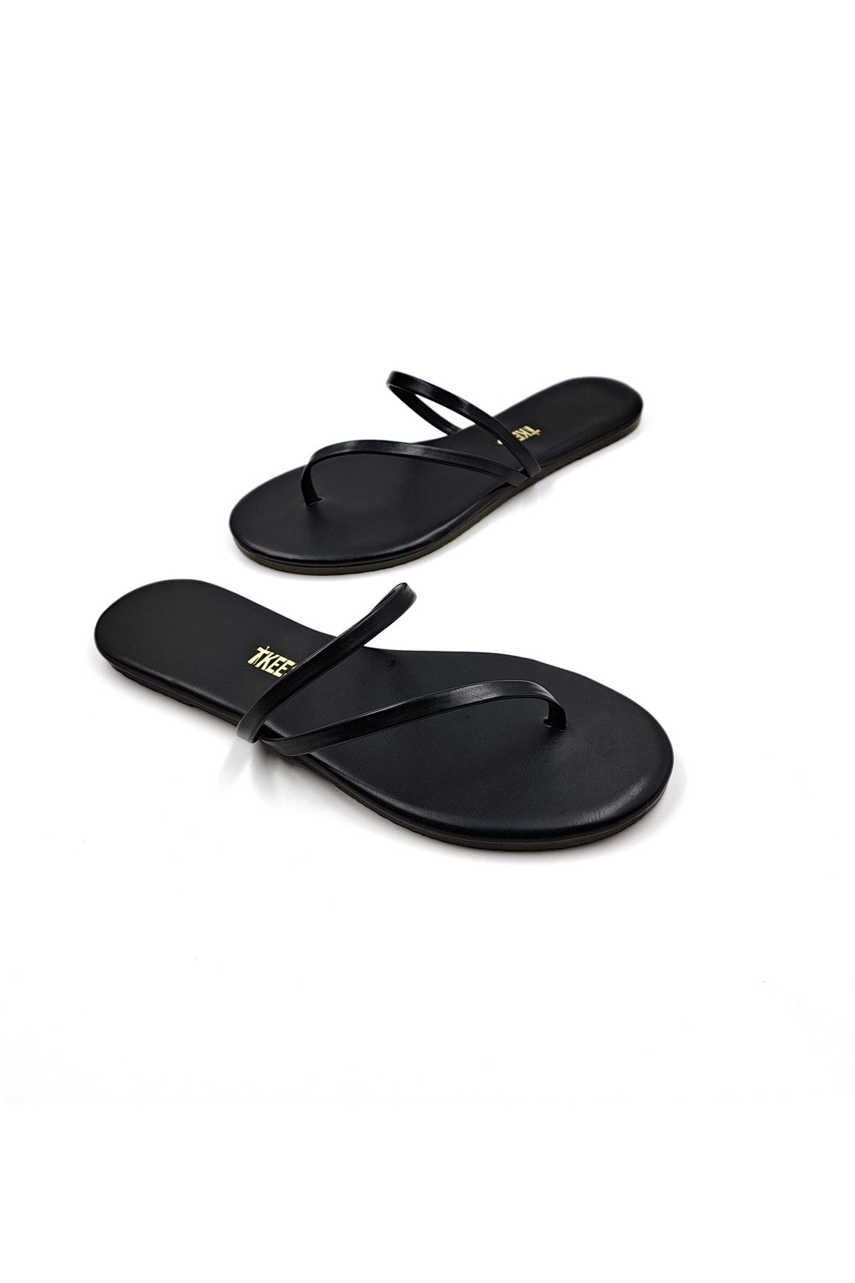 Tkees Women s Single Strip Black Flip Flops Trendyol