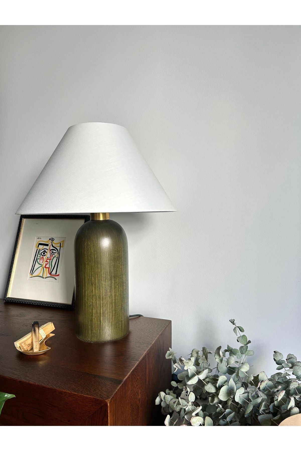 Giran Maye Modern Başlıklı Mantar Ahşap Abajur