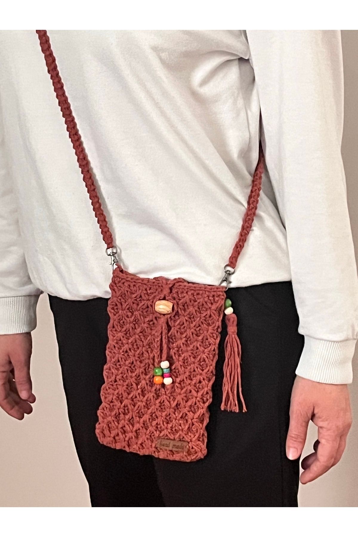 Farah Butik Women s Handmade Knitted Phone Bag Mini Bag Designer Bag Straw Bag Summer Bag