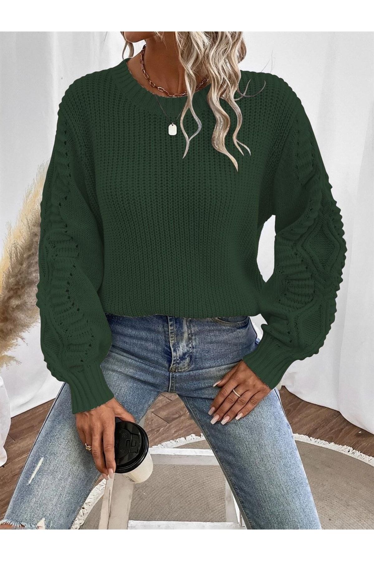Dark green cropped clearance sweater