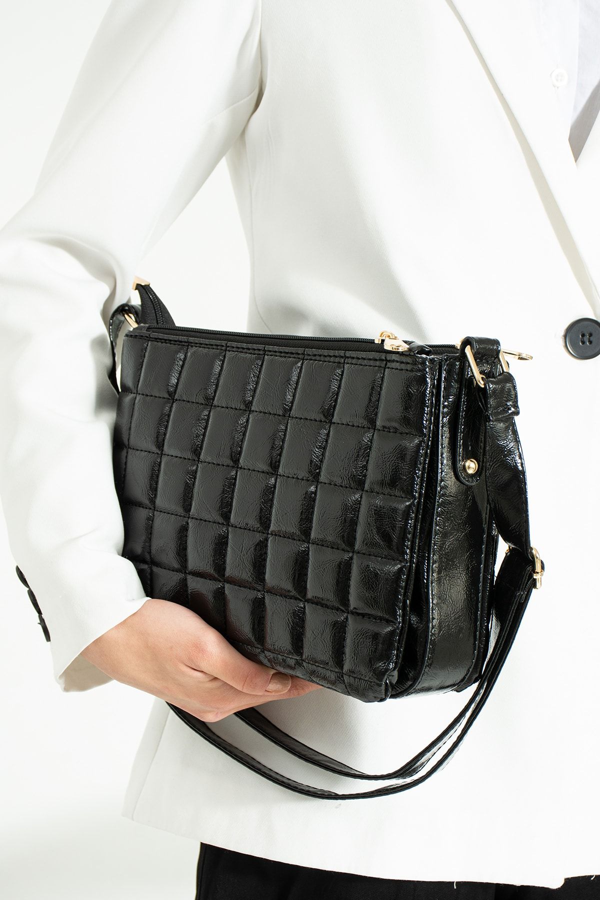 By Hakan Sn 1357 Quilted Women s Shoulder Bag Three Compartment