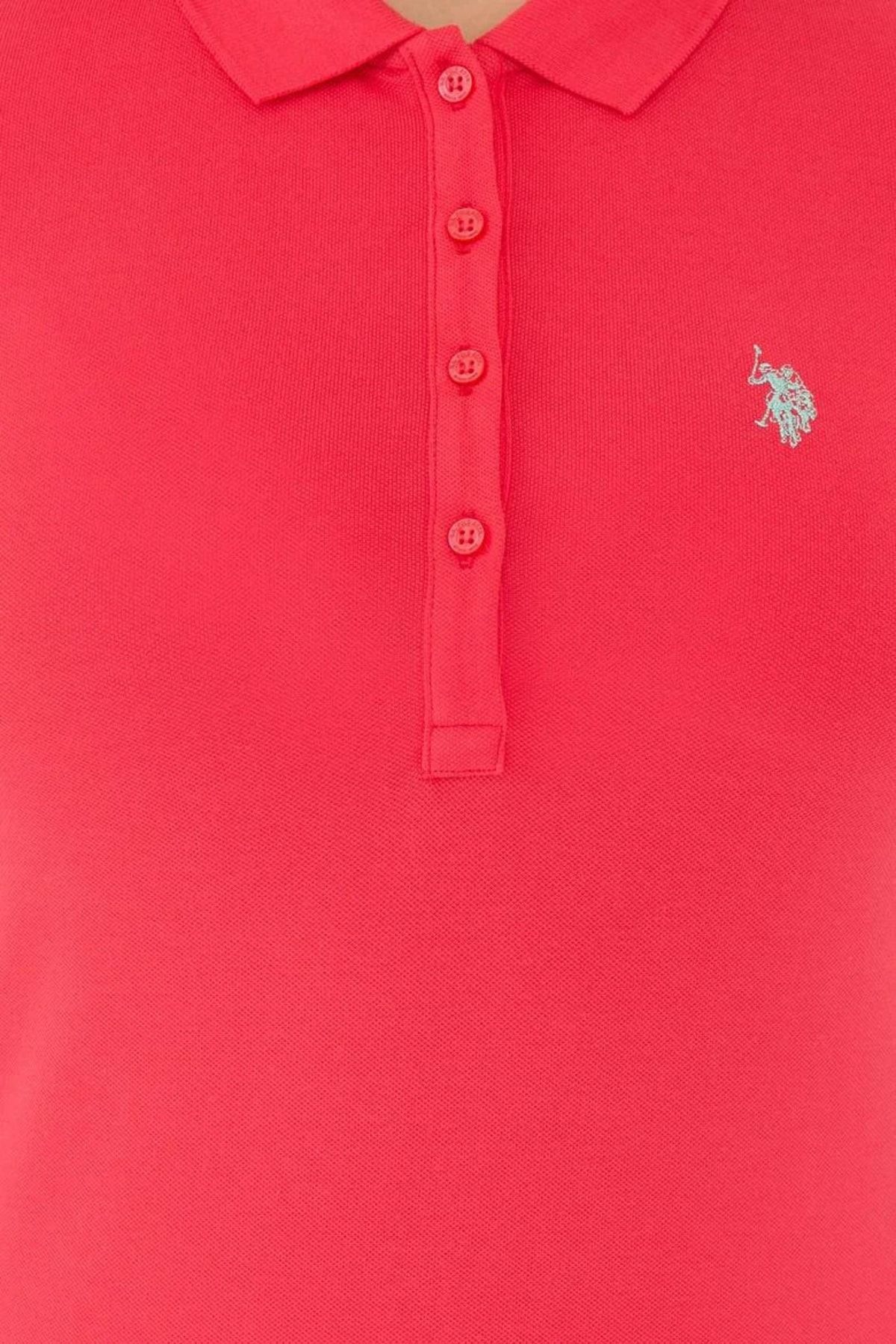 U.S. Polo Assn. تیشرت یقه پولو قرمز زنانه