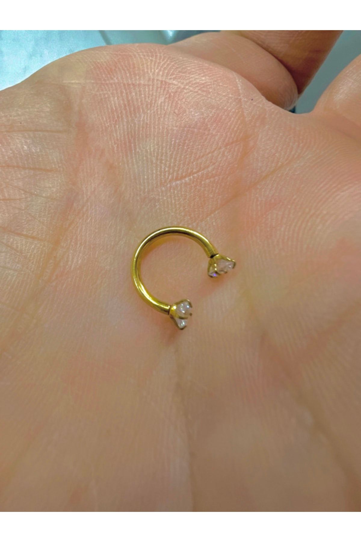 MAZEN Surgical Steel Stone Gold Piercing Cartilage Septum Helix Tragus 8mm