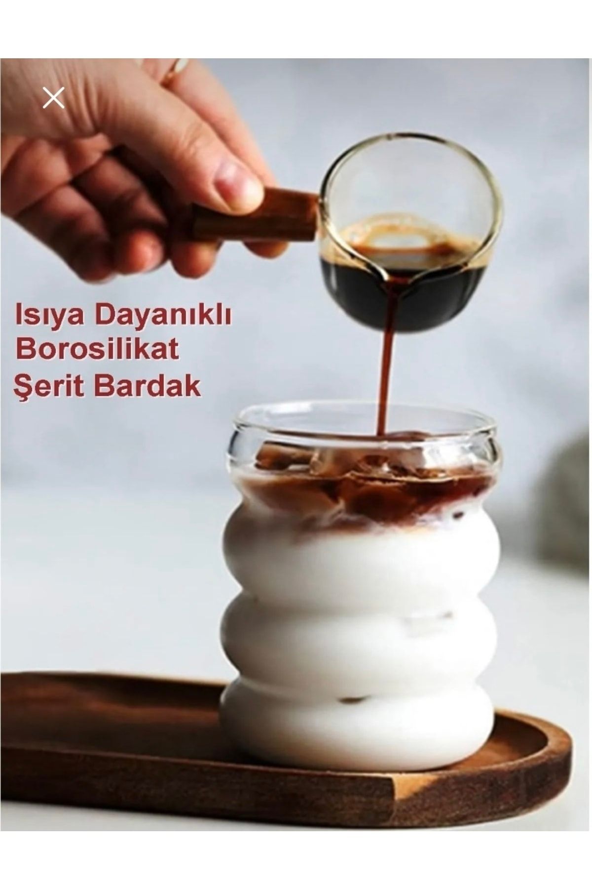 PEGA HOME Isıya Dayanıklı Borosilikat Cam Şerit Şeklinde Bardak Kahve Ve Sunum Bardağı