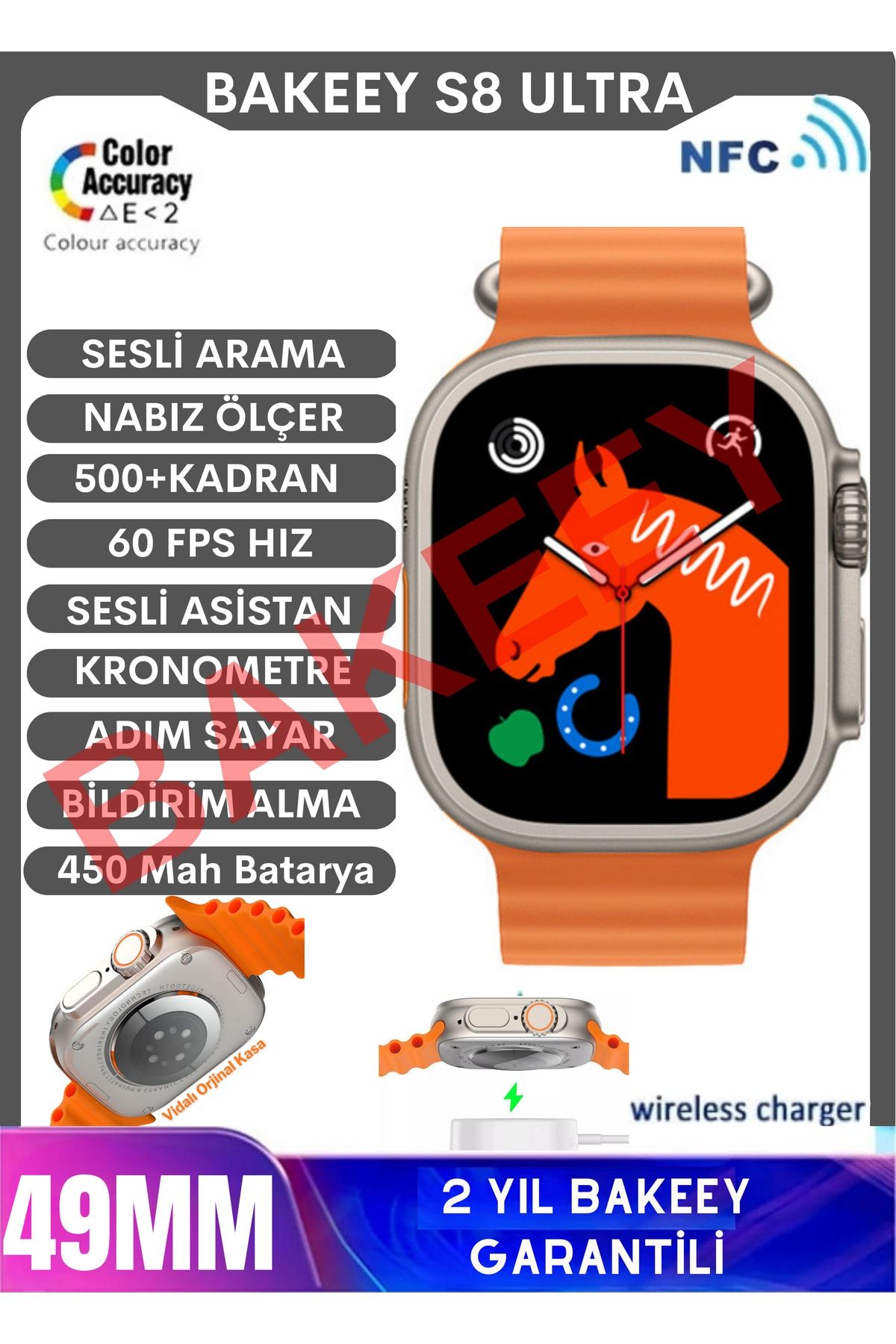 Bakeey Watch 8 Ultra S8 Ultra Max Ak ll Saat Ocean Kordon 49 Mm