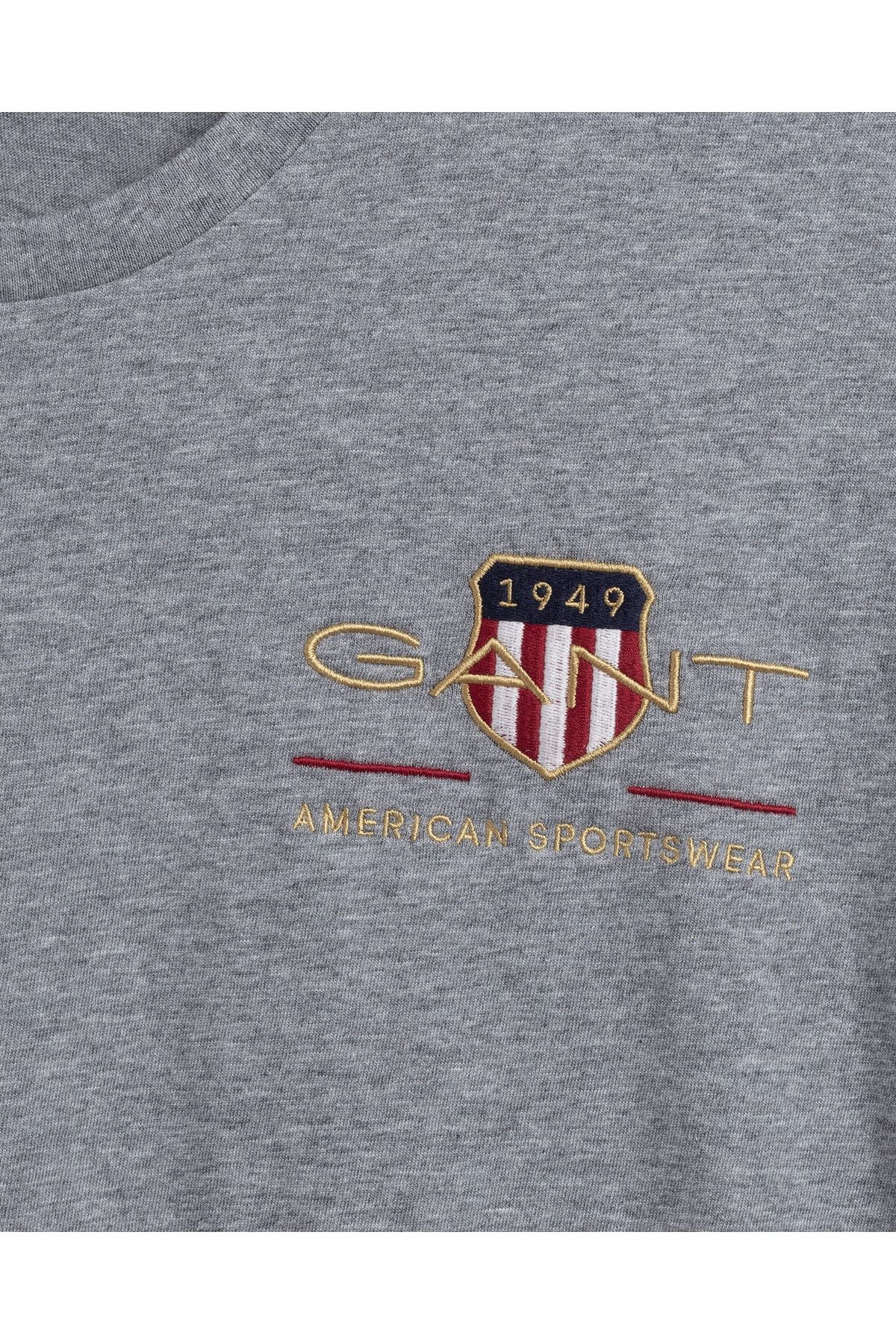 Gant Erkek Gri Regular Fit Bisiklet Yaka Logolu T-shirt PG8062