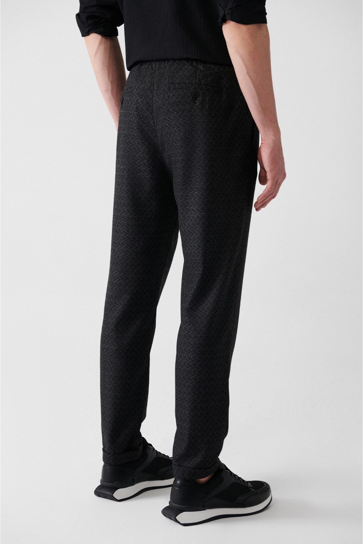 Avva Erkek Siyah Desenli Likralı Relaxed Fit Jogger Pantolon A31y3008 AN9403