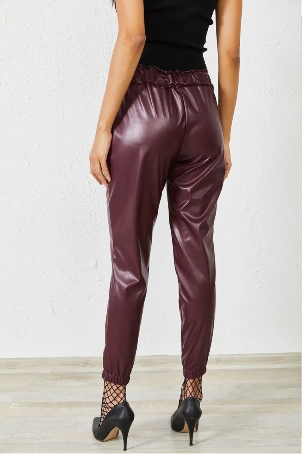 Missguided faux leather clearance joggers