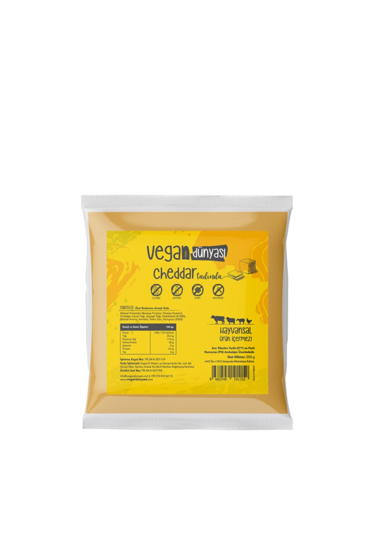 Vegan Dünyası Cheddar Peynir Imsi Tadında 250g