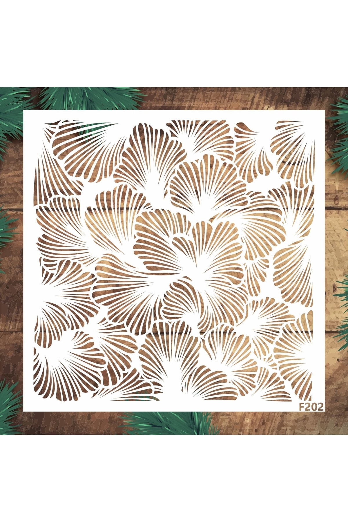 STENCİLTASARIM Stencil Tasarım F202 Ginko - Dekoratif Duvar, Eşya, Fayans,kumaş Boyama Şablonları 30x30cm