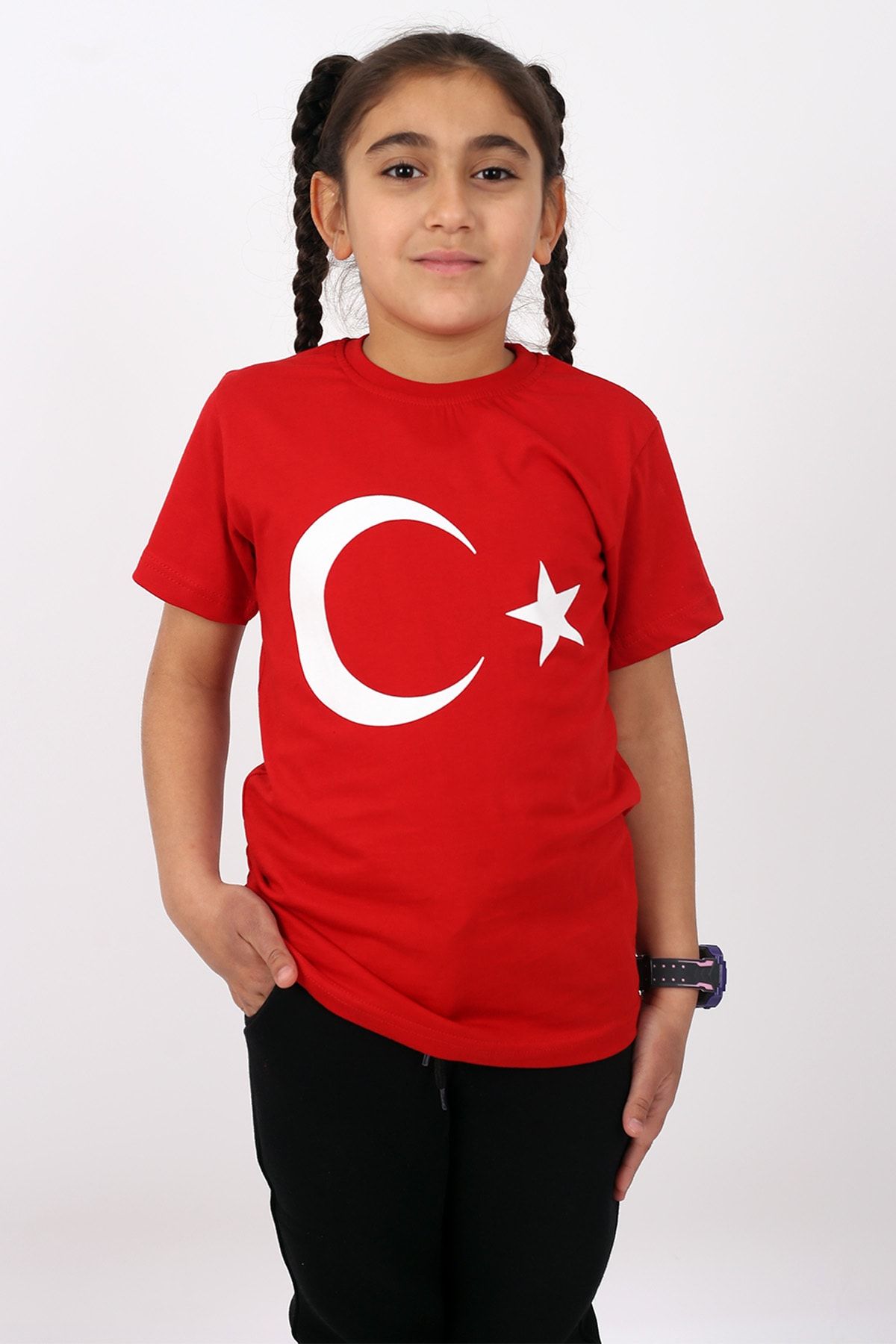 Çiggo Kids-تي شيرت قطني بعلم تركي للأطفال من سن 5 إلى 13 سنة - للجنسين 8