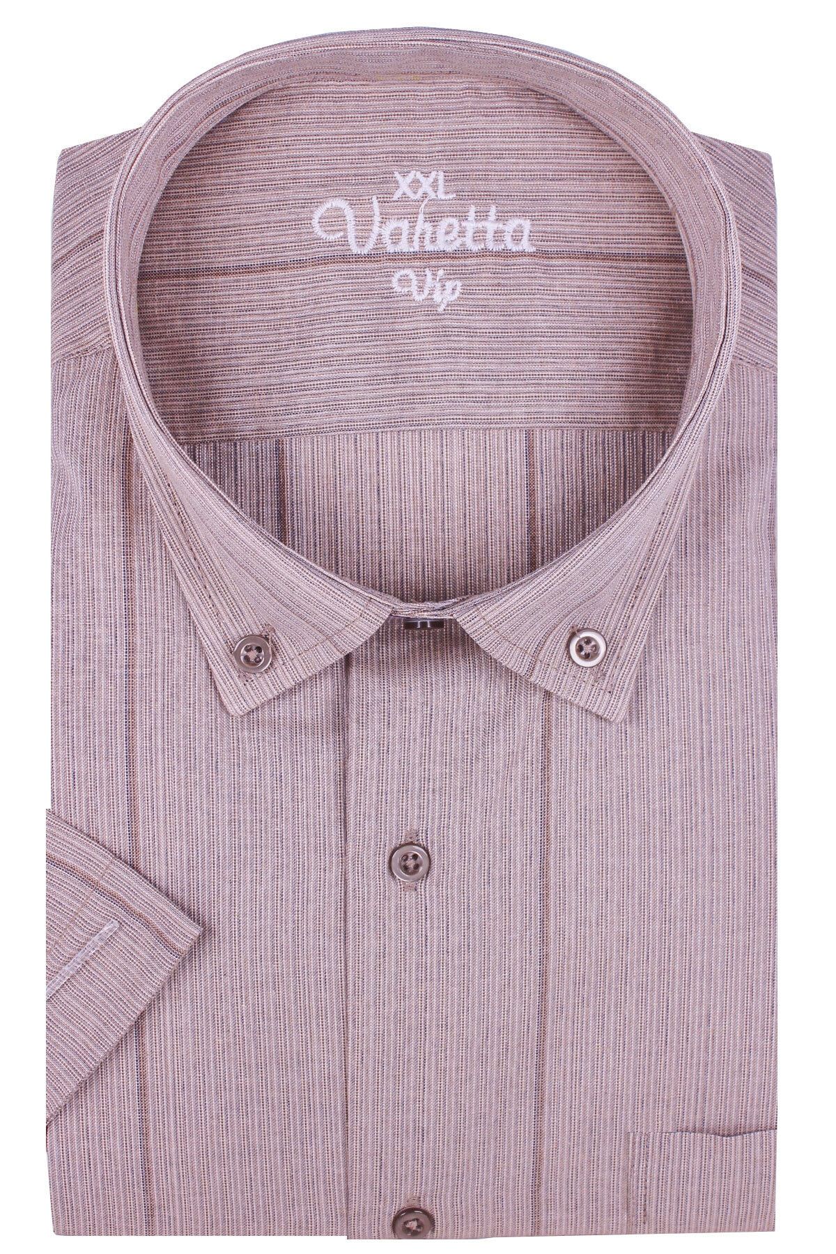 پیراهن سایز بزرگ صورتی مردانه آستین کوتاه جیب راه با اندازه Varetta