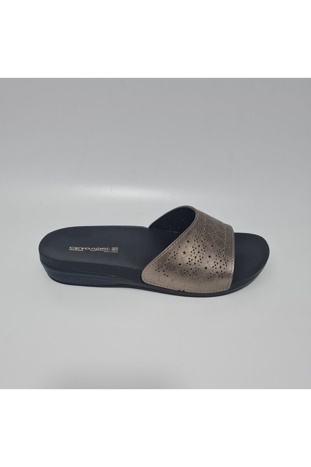 Ceyo-Women's Silver Faux Leather Orthopedic Slippers Marına-8 3
