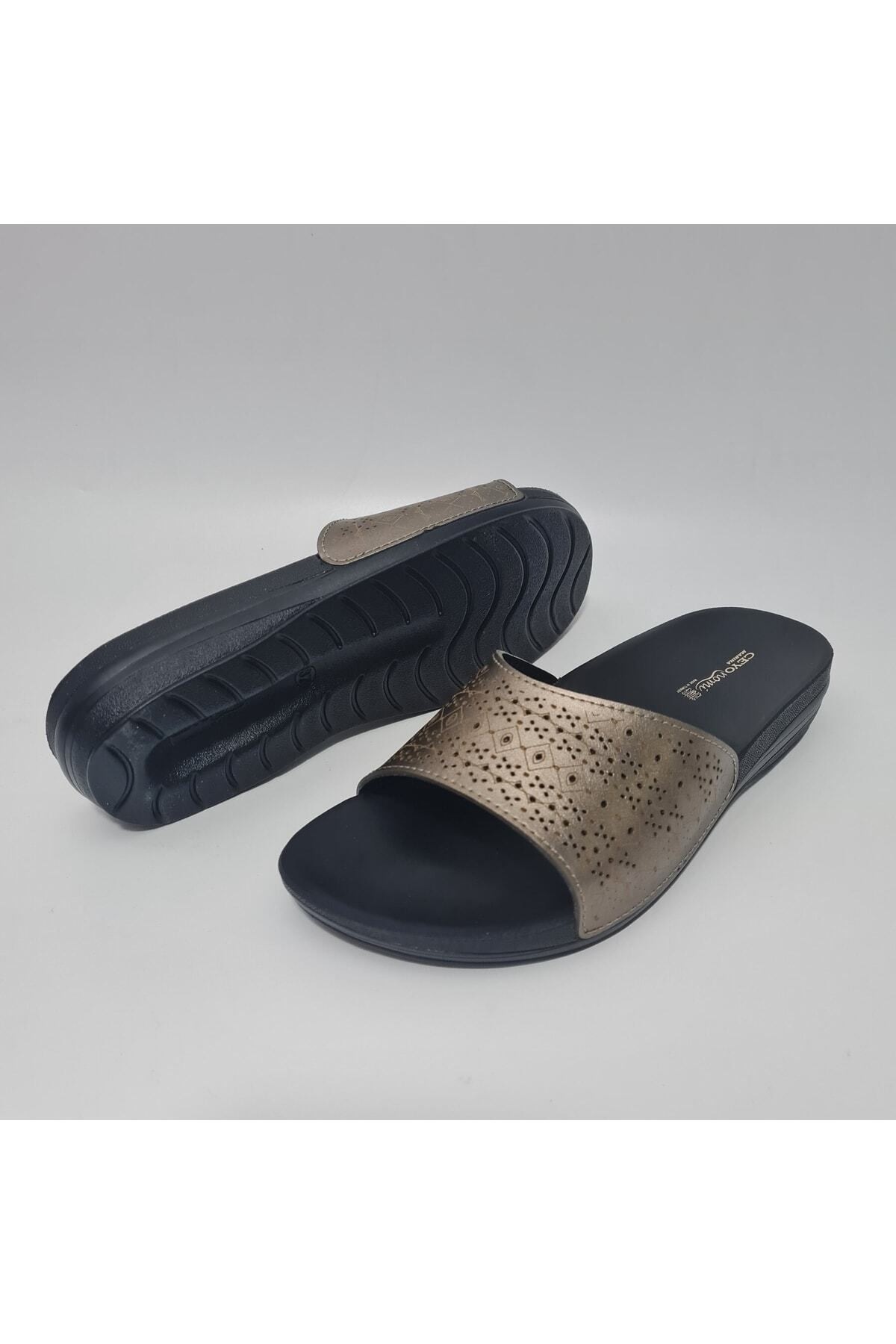 Ceyo-Women's Silver Faux Leather Orthopedic Slippers Marına-8 4