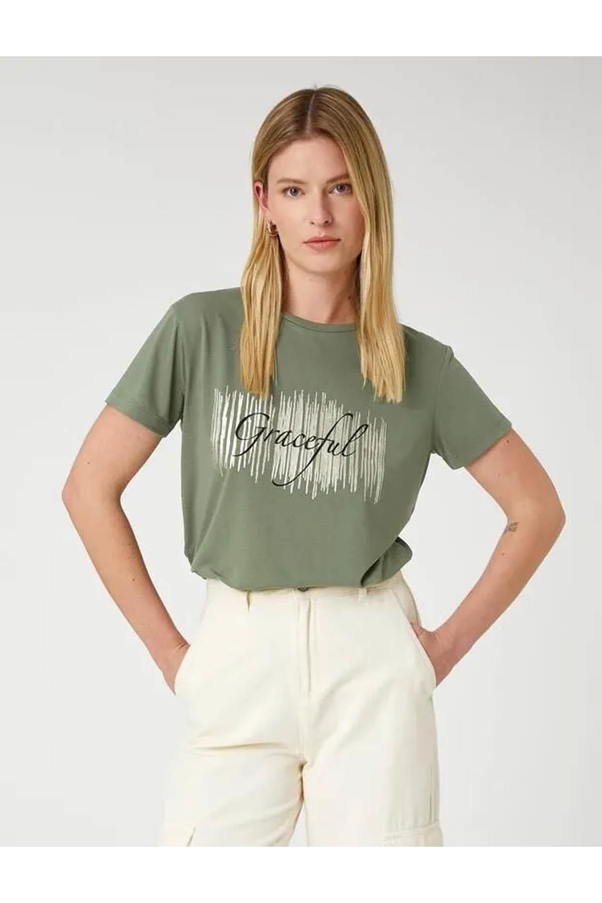 Koton T-Shirt Khaki Regular Fit FN6172