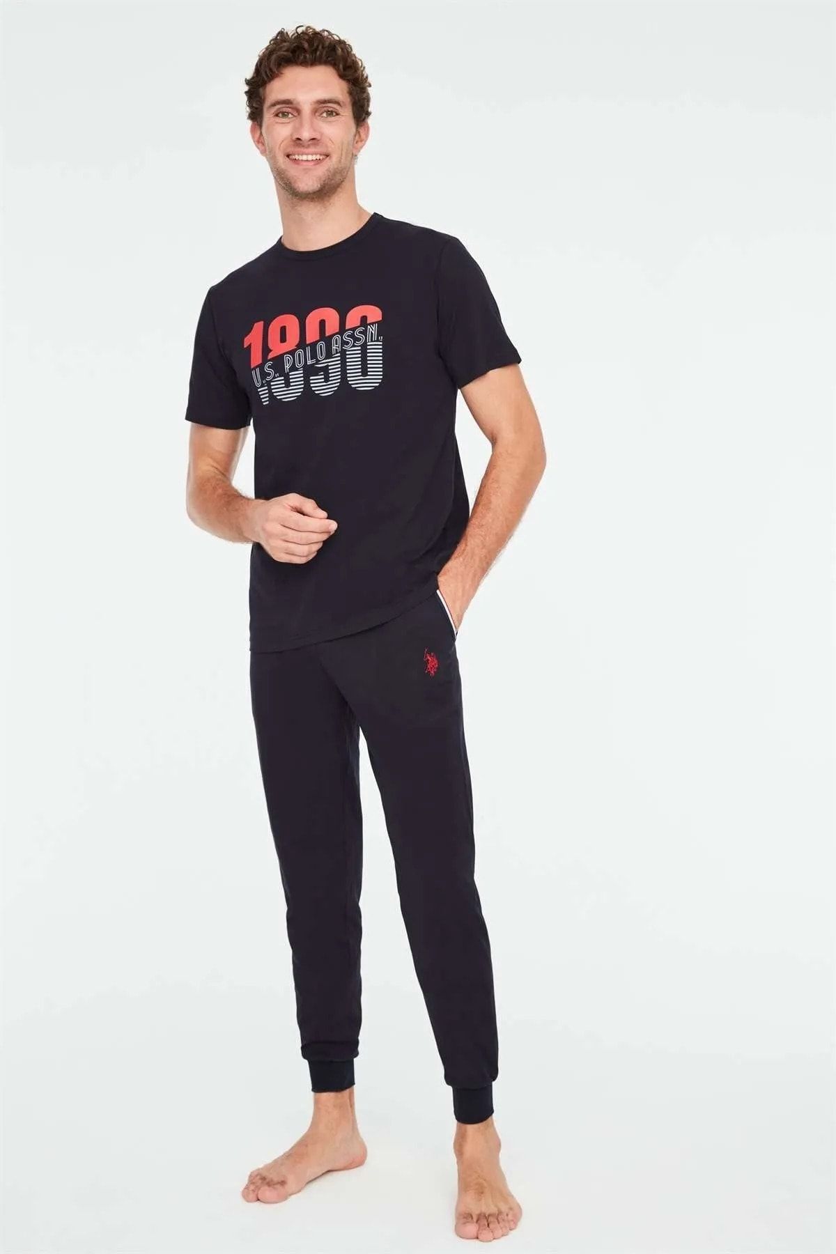 ست پیژامه آبی مردانه پولو اسن ایالات متحده یقه گرد سرمه ای 18692 U.S. Polo Assn.