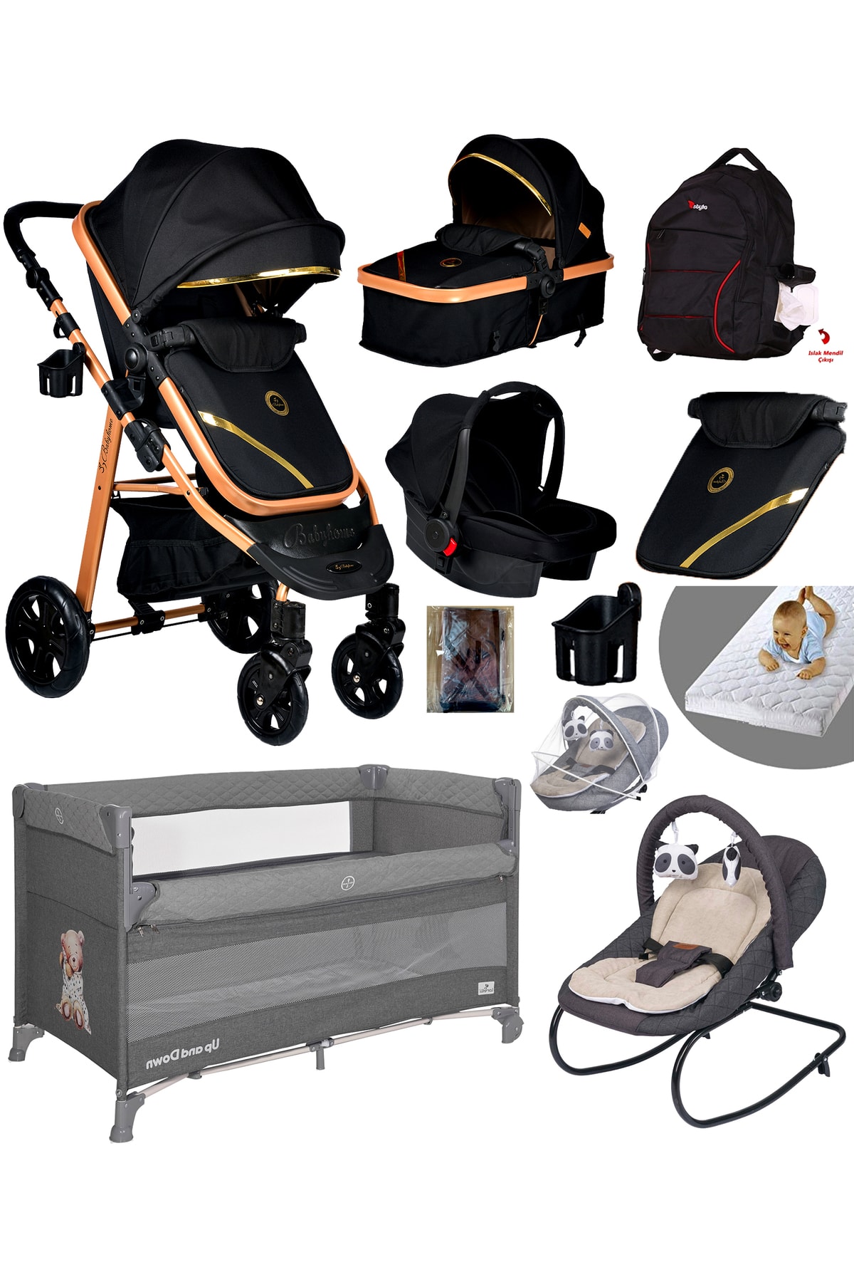 Baby Home Yeni Full Takım 10 In 1 940 Travel Sistem Bebek Arabası Anne Yanı Park Yatak Beşik Ve Ana Kucağı