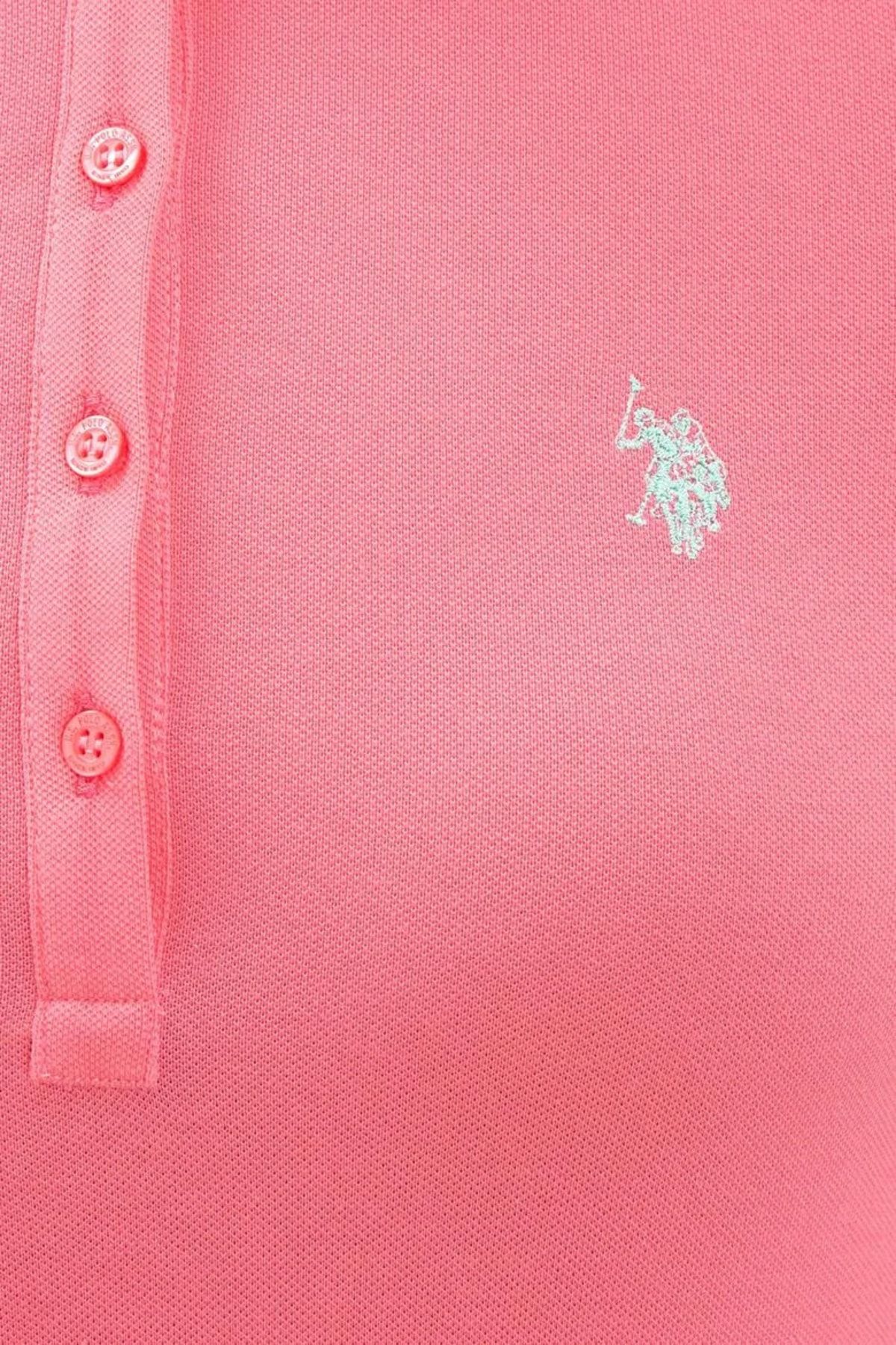 U.S. Polo Assn. تی شرت یقه پولو صورتی زنانه