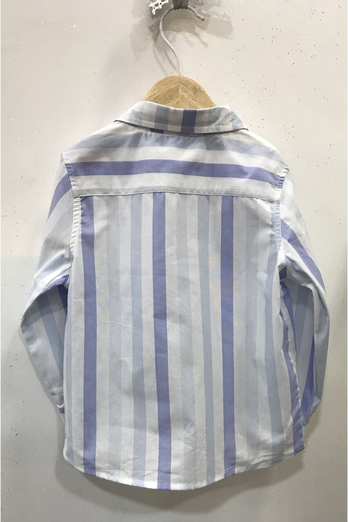 çikoby Erkek Bebek Mavi Çizgili Gömlek fotoğrafı 2 (önizleme)