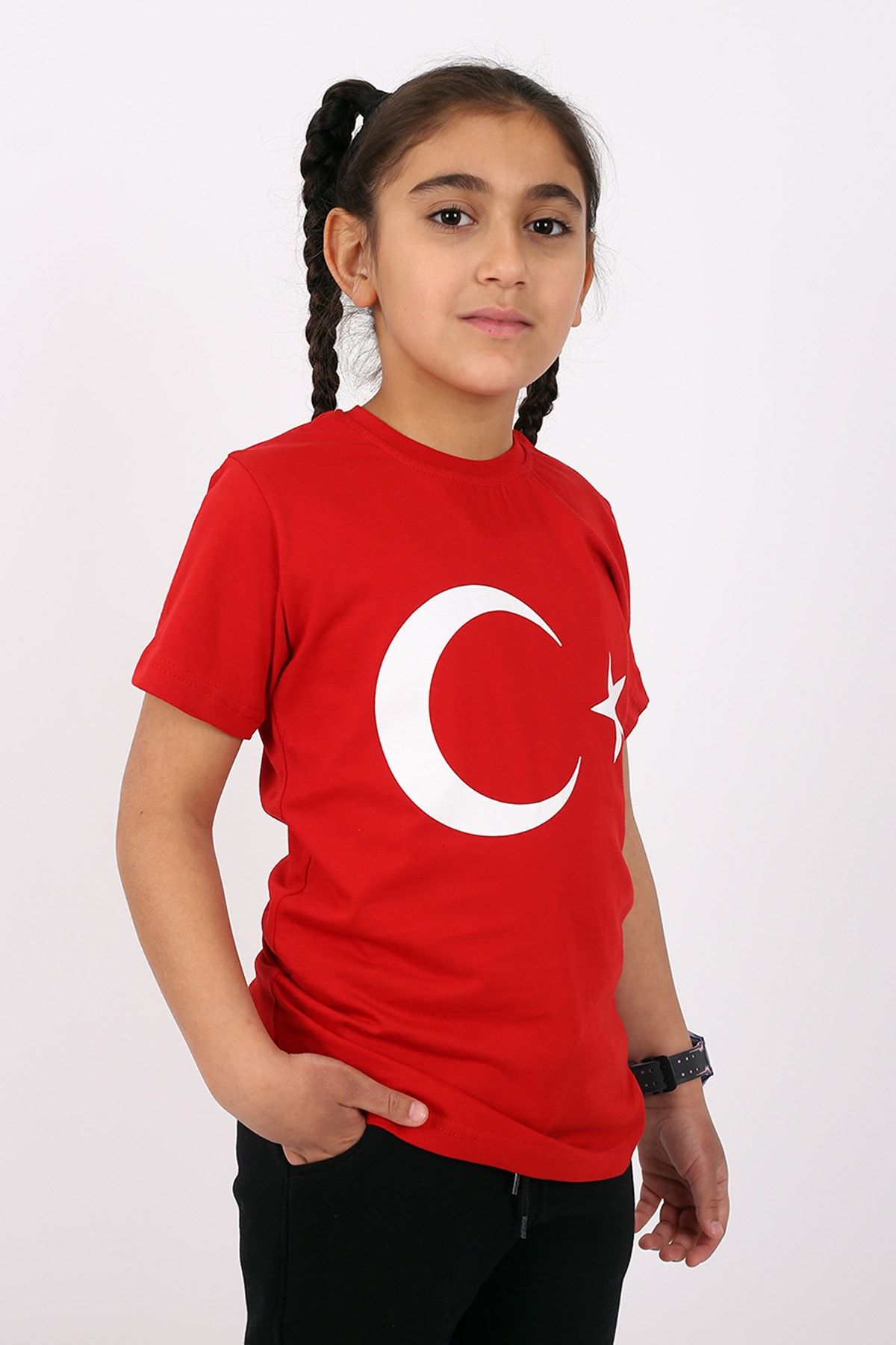 Çiggo Kids-تي شيرت قطني بعلم تركي للأطفال من سن 5 إلى 13 سنة - للجنسين 6