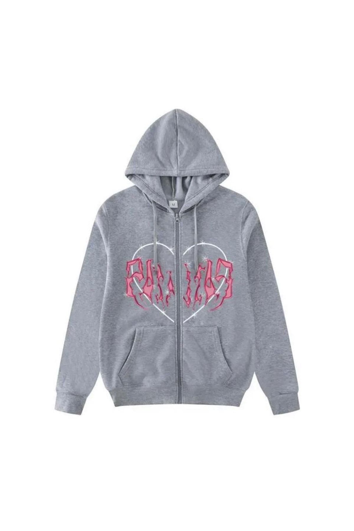 Touz-Harajuku Pink Heart - Zolid Wear Touz, cardigan brodat gri 2