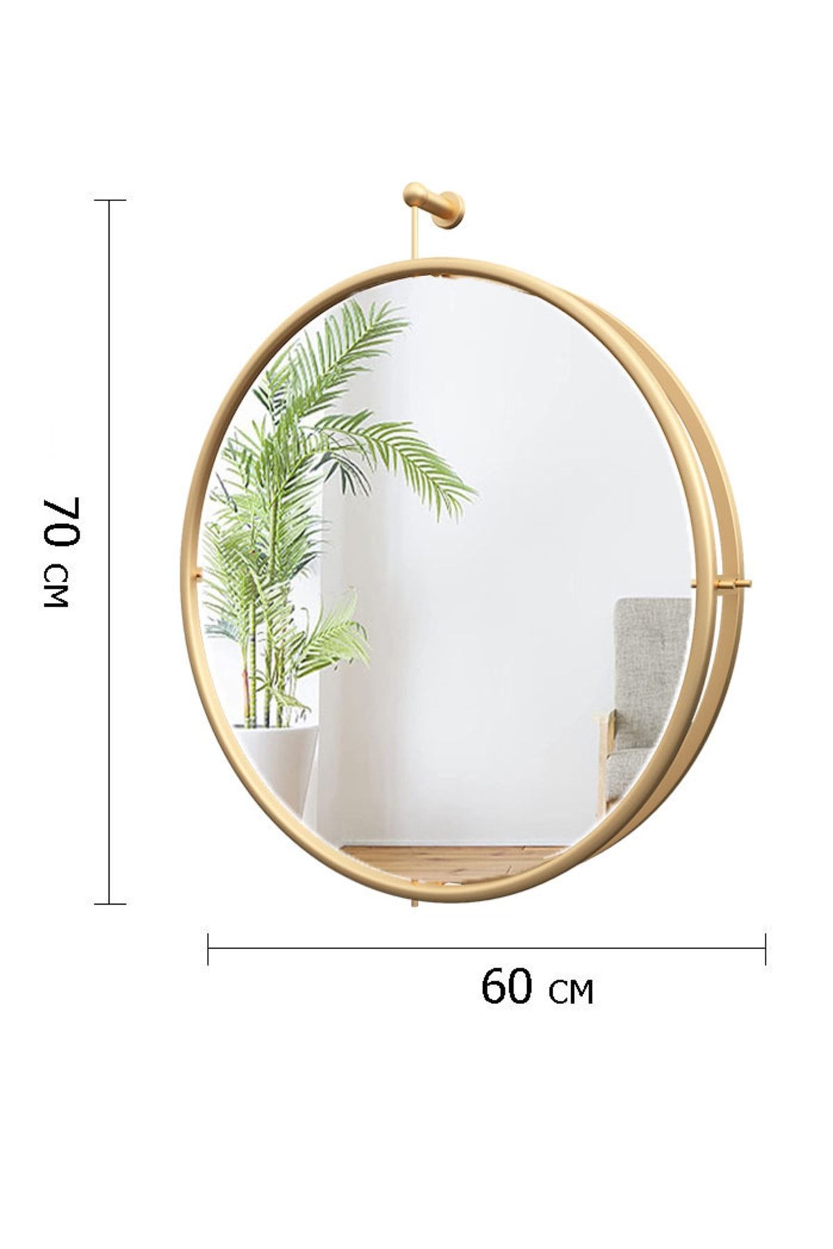 AGA KONSEPT La Gold Ayna 60 Cm, Dekoratif Duvar Aynası UX7433