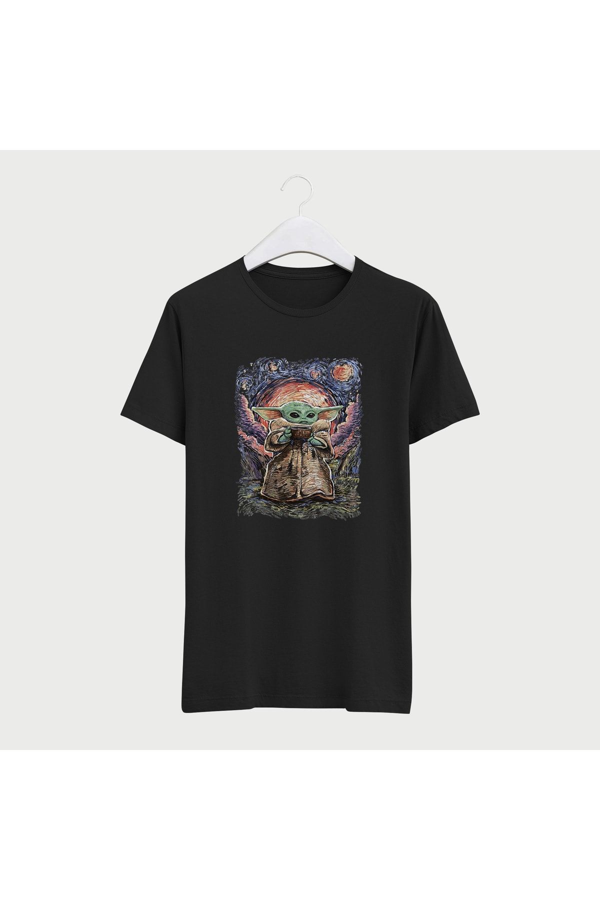 VectorWear Baby Yoda Starry Night Printed Unisex T Shirt Trendyol
