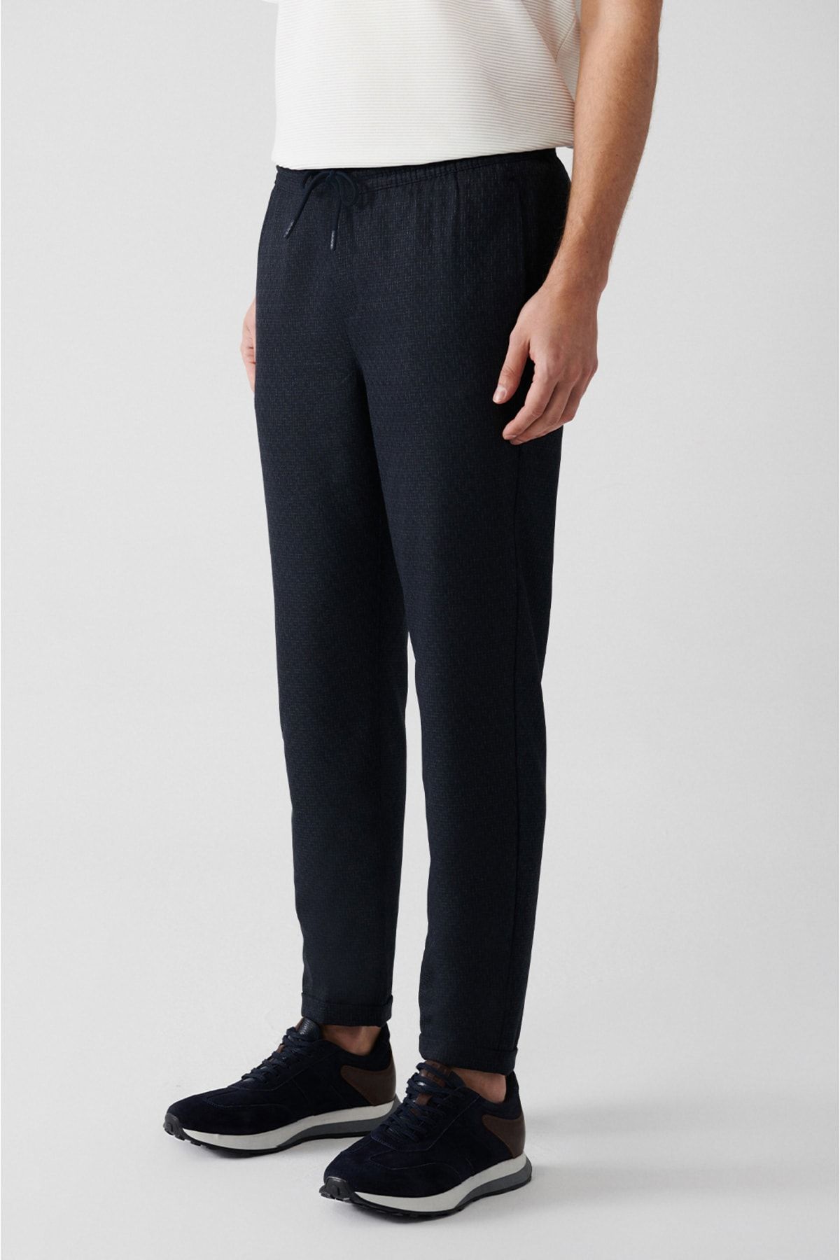 Avva Erkek Lacivert Desenli Likralı Relaxed Fit Jogger Pantolon A31y3008 AN9720