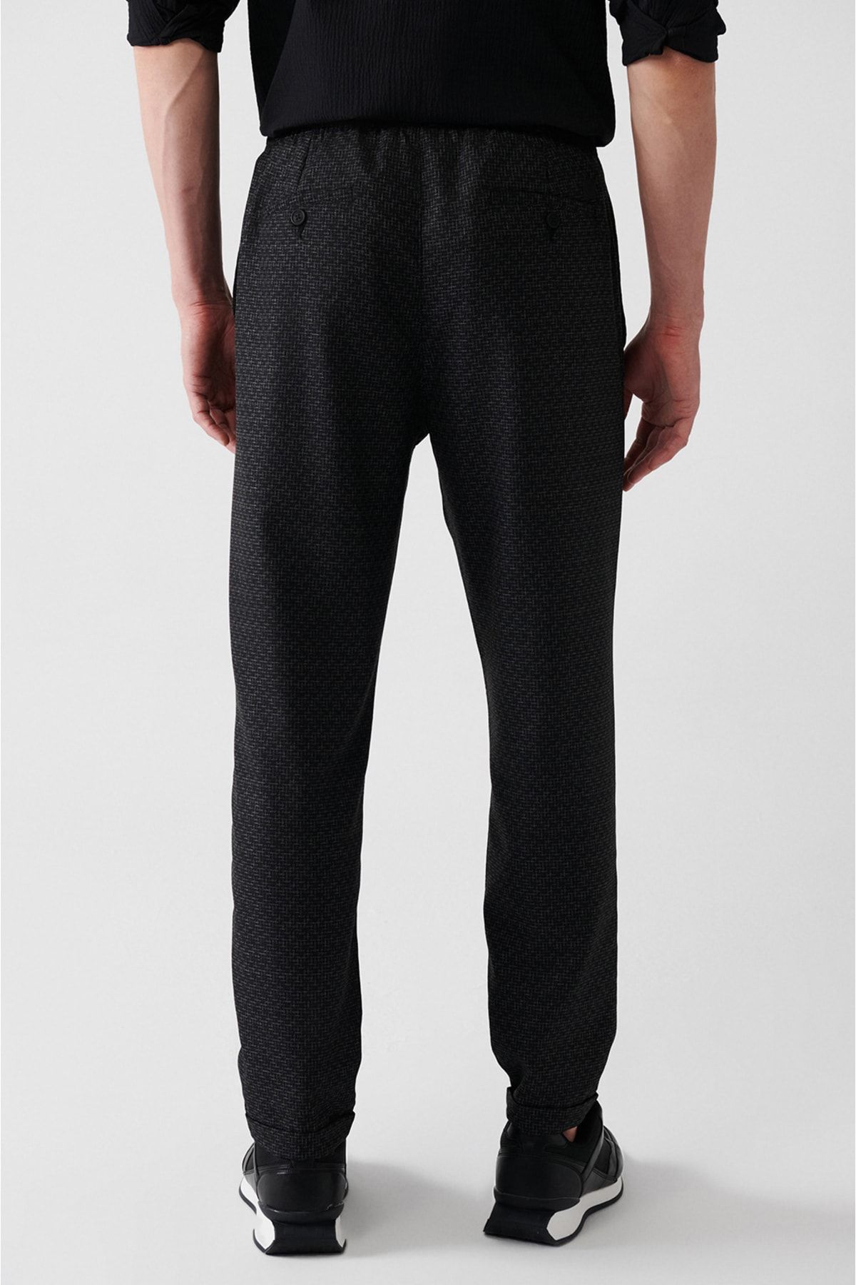 Avva Erkek Siyah Desenli Likralı Relaxed Fit Jogger Pantolon A31y3008 AN9403