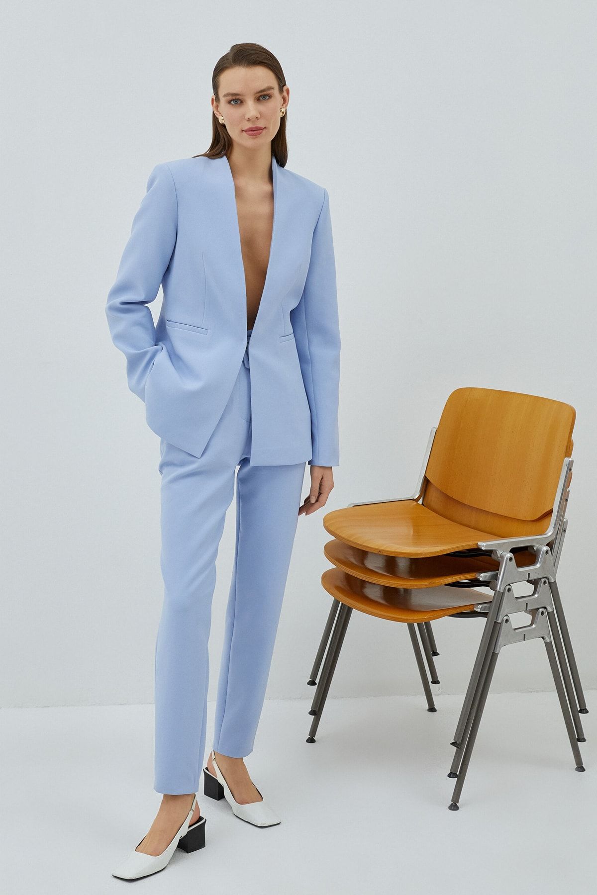 Koton Blazer Ceket V Yaka Cep Detaylı BY6562