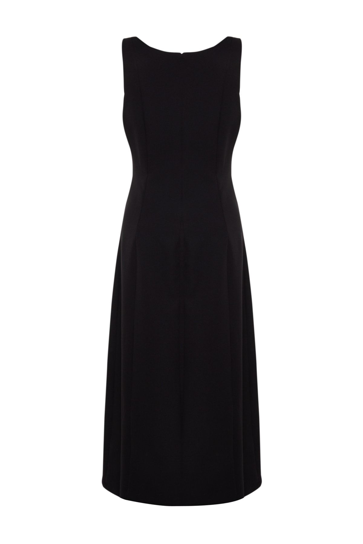 Trendyol Modest-Schwarzes, gewebtes Gilet-Kleid mit quadratischem Kragen und Schmuckstickerei-Details TCTSS23EB00157 9
