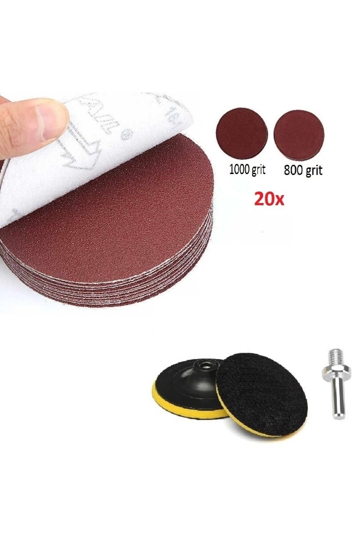 Depolife-115mm Velcro Base 20 Pieces Sanding Set 1000 Grit 800 Grit Dry Sanding Set Polishing with Drill Adapter 3