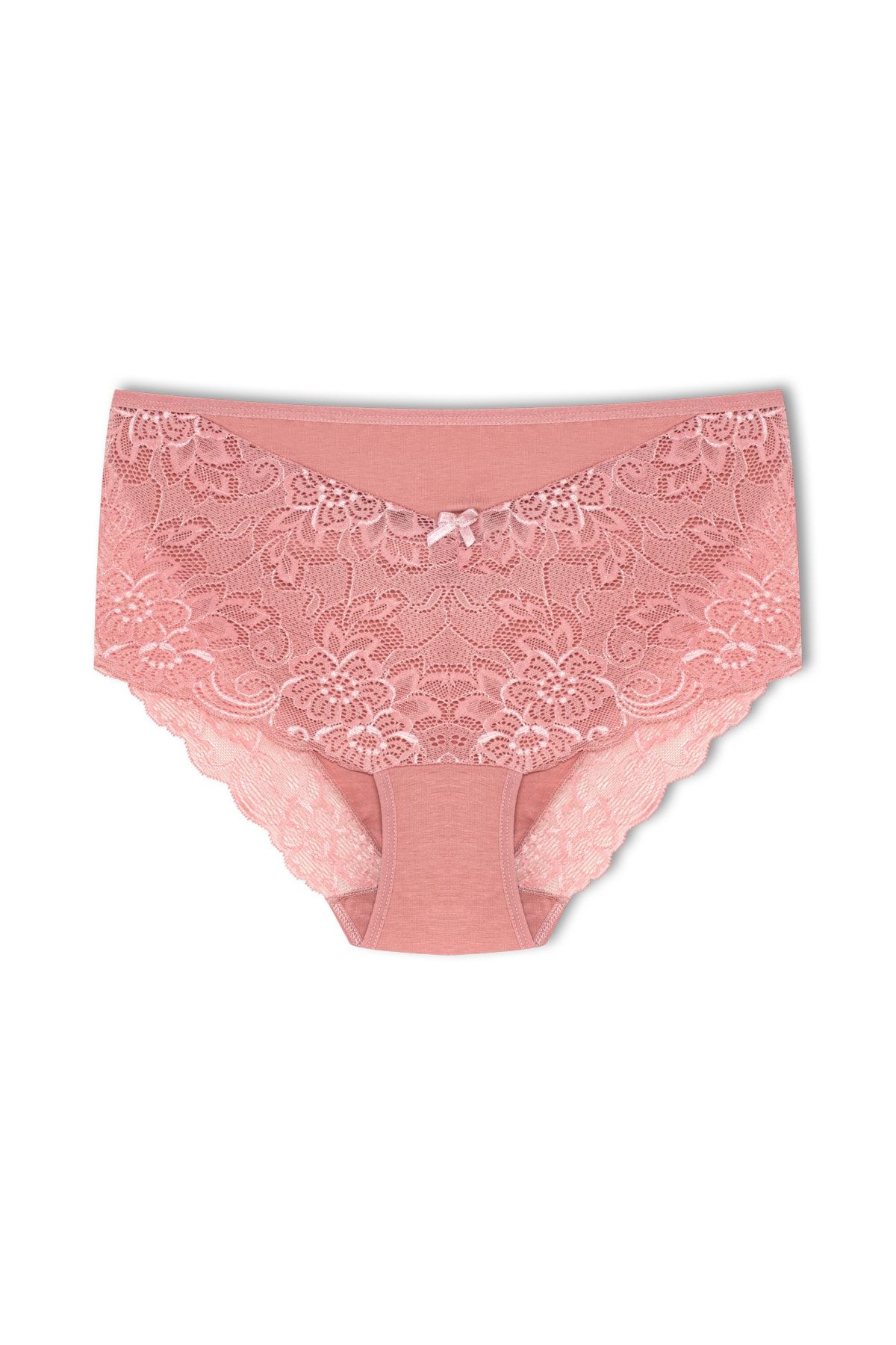 HNX 4-Piece Large Size Cotton Bato Women's Panties with Lace Front and Back  - Trendyol