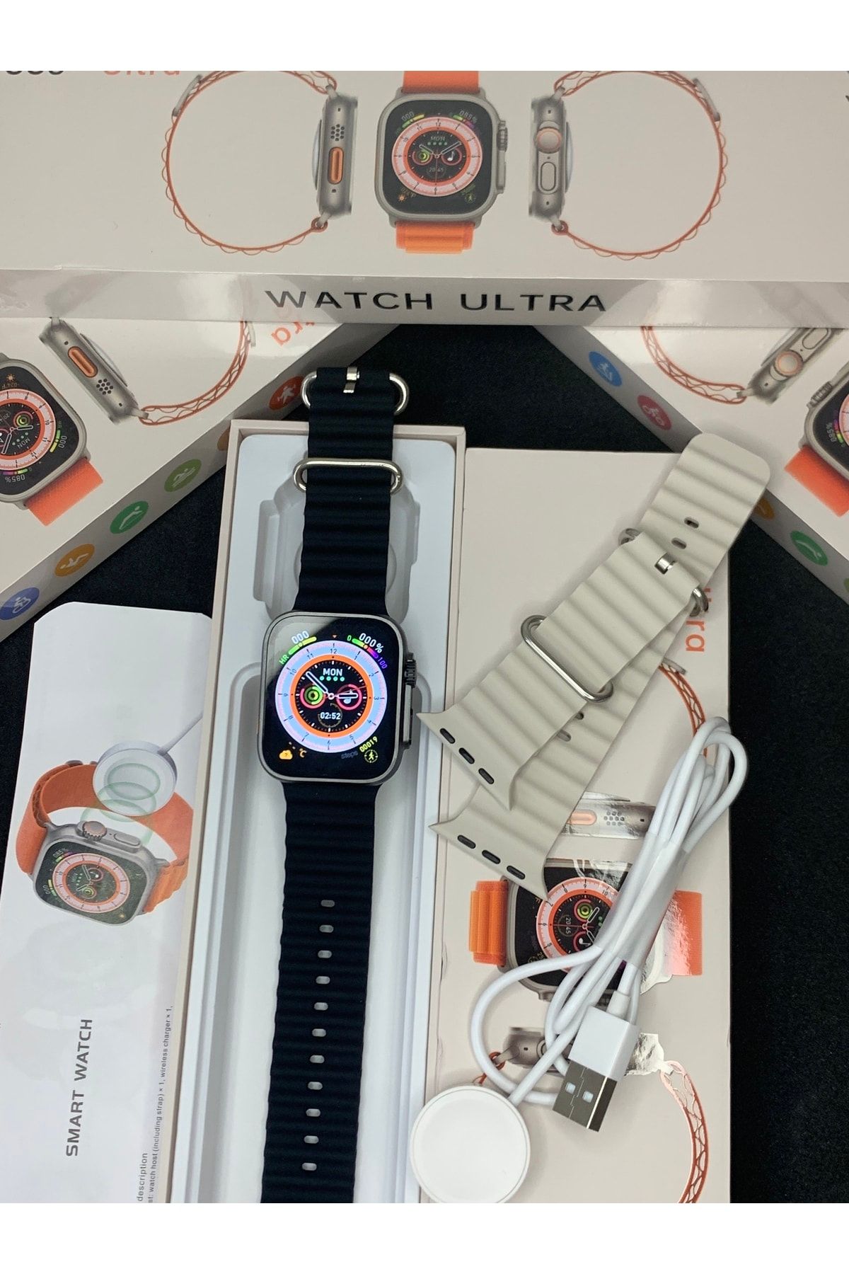 yNUTS Watch 8 Ultra 49mm 2.05 Inch Hd Ekran Ios Ve Android Uyumlu Vidali Çift Kordonlu Akıllı Saat