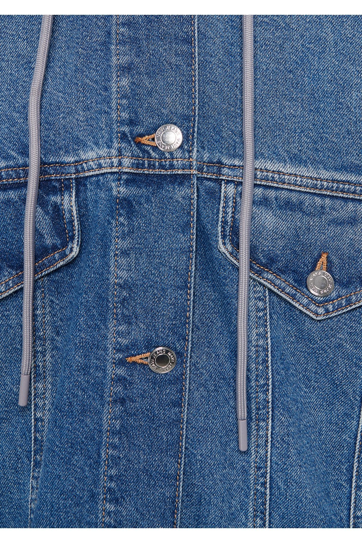 Mavi Lexa Kapüşonlu Indigo Jean Ceket Oversize / Geniş Kesim 110641-35265 CE10148